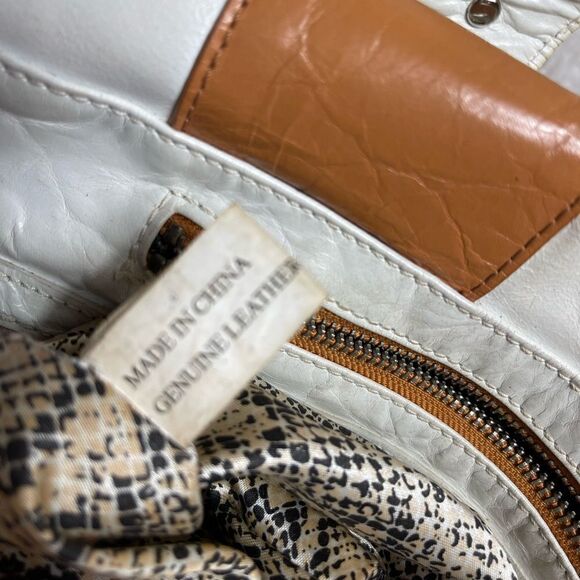 Steven by Steve Madden leather off white and tan satchel silver tone hardwares - Picture 8 of 15